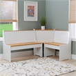 Linon Ardmore Pine Wood Corner Nook Dining Set with Storage in White and Natural