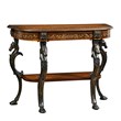 Linon Masterpiece Floral Demilune Metal and Wood Console Table in Brown