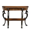Linon Masterpiece Floral Demilune Metal and Wood Console Table in Brown