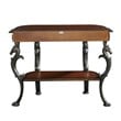 Linon Masterpiece Floral Demilune Metal and Wood Console Table in Brown
