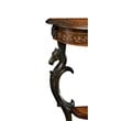 Linon Masterpiece Floral Demilune Metal and Wood Console Table in Brown