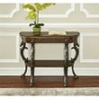 Linon Masterpiece Floral Demilune Metal and Wood Console Table in Brown