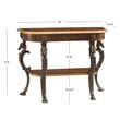 Linon Masterpiece Floral Demilune Metal and Wood Console Table in Brown