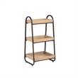 Linon Three Tiered Storage Stand in Rustic Brown Metal and Natural Wood