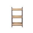 Linon Three Tiered Storage Stand in Rustic Brown Metal and Natural Wood