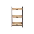 Linon Three Tiered Storage Stand in Rustic Brown Metal and Natural Wood