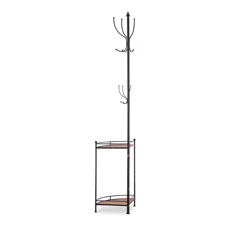 Linon Corner Metal and Wood Coat Rack in Black AHW806AS1