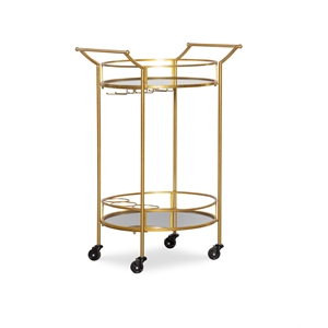 linon round metal bar cart in gold