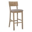Linon Jordan Wood Bar Stool with Grey Padded Seat in Grey Wash Glaze Finish