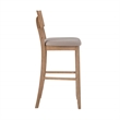 Linon Jordan Wood Bar Stool with Grey Padded Seat in Grey Wash Glaze Finish