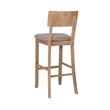 Linon Jordan Wood Bar Stool with Grey Padded Seat in Grey Wash Glaze Finish