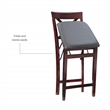 Linon Triena X-Back Folding Counter Stool Brown Faux Leather Seat in Merlot Wood