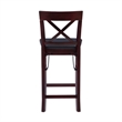 Linon Triena X-Back Folding Counter Stool Brown Faux Leather Seat in Merlot Wood