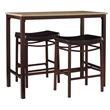 Linon Holly 3 Piece Steel & Wood Counter Height Pub Set Padded Seats in Brown