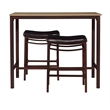 Linon Holly 3 Piece Steel & Wood Counter Height Pub Set Padded Seats in Brown