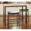 Linon Holly 3 Piece Steel & Wood Counter Height Pub Set Padded Seats in Brown