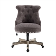 Linon Sinclair Upholstered Swivel Office Chair with Wheels in Charcoal Gray