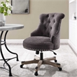 Linon Sinclair Upholstered Swivel Office Chair with Wheels in Charcoal Gray