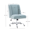 Linon Draper Wood Upholstered Office Chair in Aqua Blue
