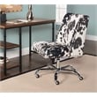 Linon Draper Wood Upholstered Office Chair in Black Cow Print