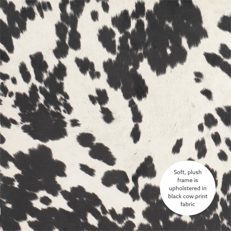 Linon Draper Wood Upholstered Office Chair in Black Cow Print