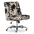 Linon Draper Wood Upholstered Office Chair in Black Cow Print
