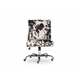 Linon Draper Wood Upholstered Office Chair in Black Cow Print