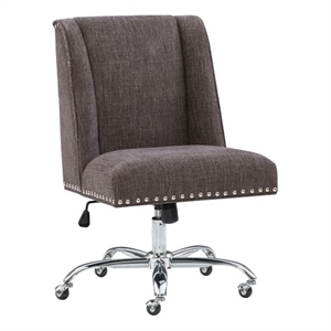 Linon Draper Wood Upholstered Office Chair in Charcoal Gray