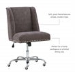 Linon Draper Wood Upholstered Office Chair in Charcoal Gray
