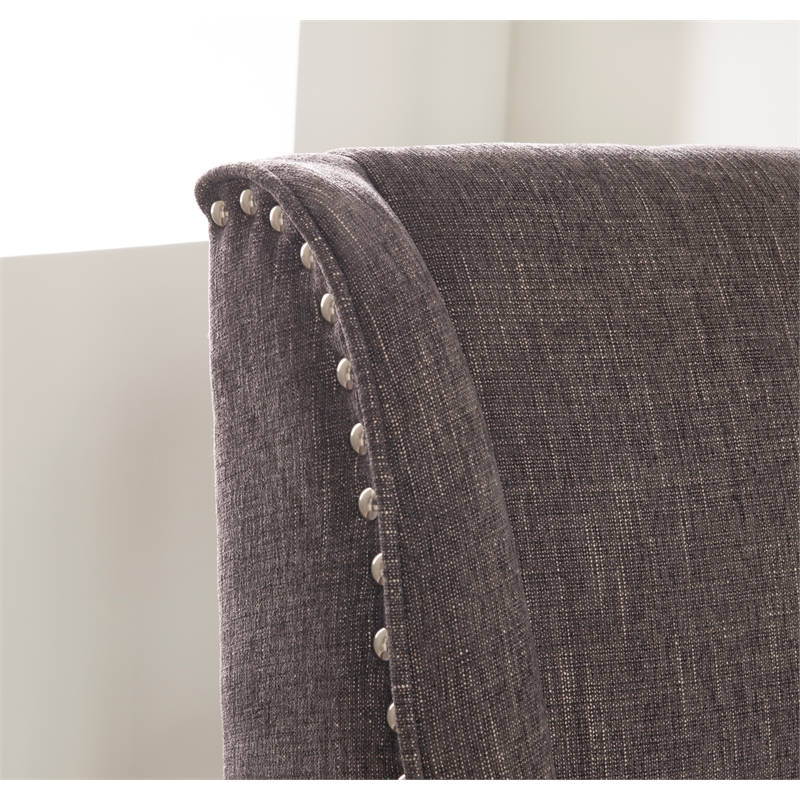 Linon Draper Wood Upholstered Office Chair in Charcoal Gray