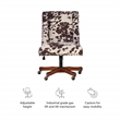 Linon Draper Wood Base Upholstered Rolling Office Chair in Brown Cow Print