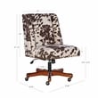 Linon Draper Wood Base Upholstered Rolling Office Chair in Brown Cow Print