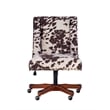 Linon Draper Wood Base Upholstered Rolling Office Chair in Brown Cow Print