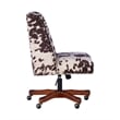 Linon Draper Wood Base Upholstered Rolling Office Chair in Brown Cow Print