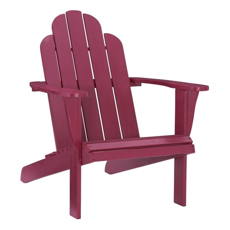 Linon Adirondack Sturdy Solid Acacia Wood Outdoor Chair in Red Stain