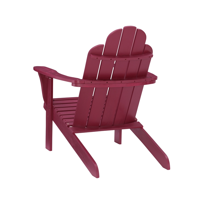 Linon Adirondack Sturdy Solid Acacia Wood Outdoor Chair in Red Stain
