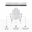 Linon Adirondack Sturdy Solid Acacia Wood Outdoor Chair in White Stain