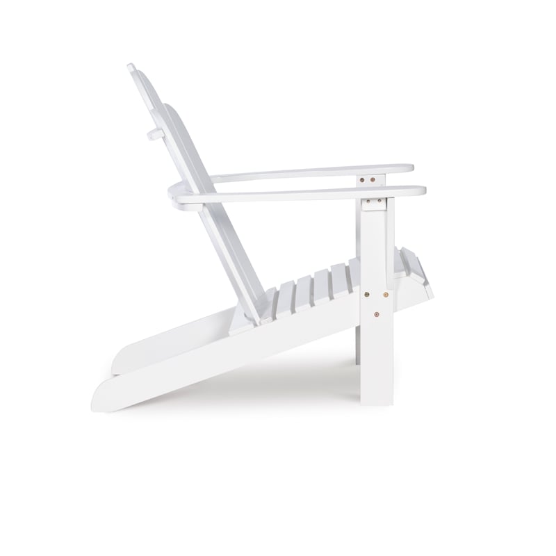 Linon Adirondack Sturdy Solid Acacia Wood Outdoor Chair in White Stain