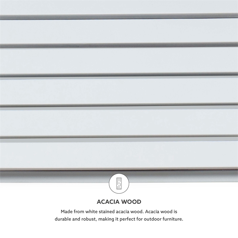 Linon Adirondack Outdoor Solid Sturdy Acacia Wood Ottoman in White Stain