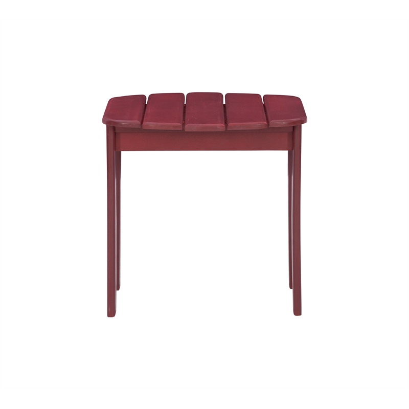 Linon Adirondack Sturdy Solid Acacia Wood Outdoor Side Table in Red Stain