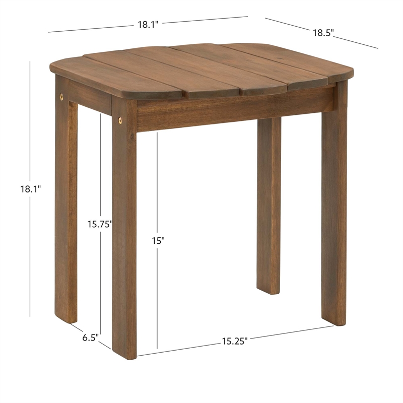 Linon Adirondack Solid Acacia Wood Outdoor Side Table in Acorn Brown Stain