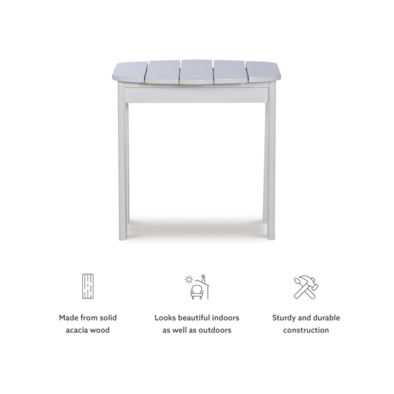 Linon Adirondack Sturdy Solid Acacia Wood Outdoor Side Table in White Stain