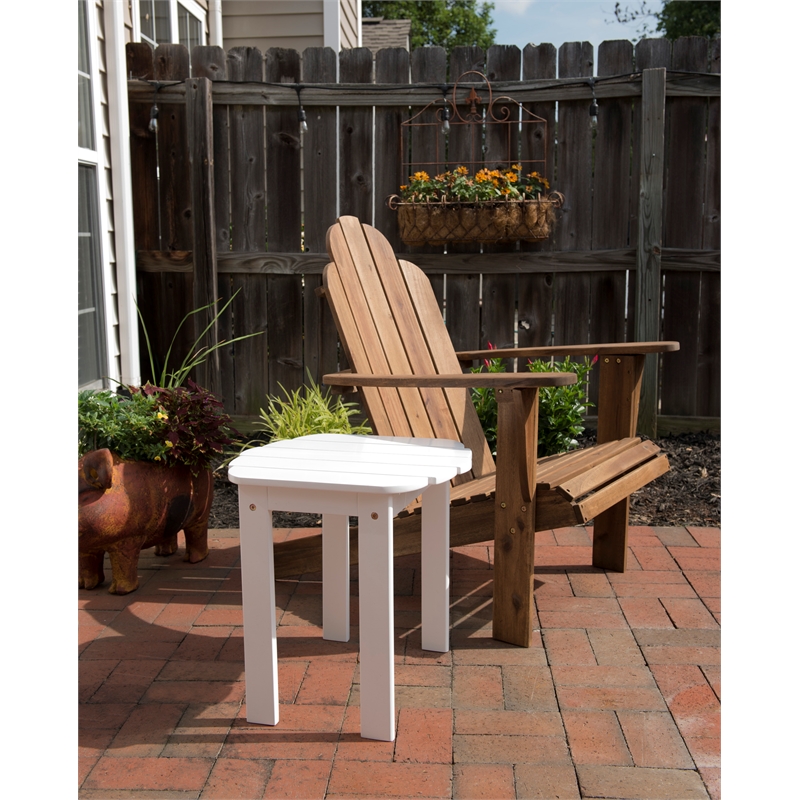 Linon Adirondack Sturdy Solid Acacia Wood Outdoor Side Table in White Stain