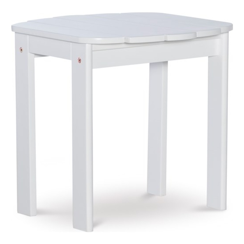 Linon Adirondack Sturdy Solid Acacia Wood Outdoor Side Table in White Stain