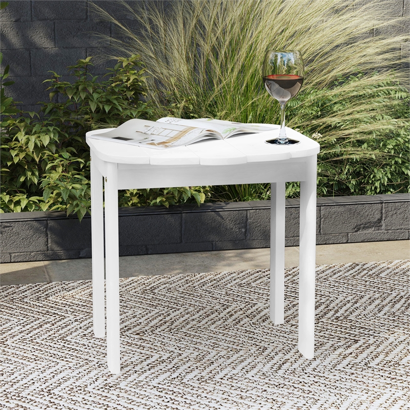 Linon Adirondack Sturdy Solid Acacia Wood Outdoor Side Table in White Stain