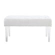 Linon Ella Clear Acrylic Leg Upholstered Tufted Bench in White/Silver Fabric