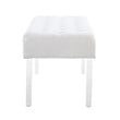 Linon Ella Clear Acrylic Leg Upholstered Tufted Bench in White/Silver Fabric