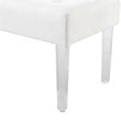 Linon Ella Clear Acrylic Leg Upholstered Tufted Bench in White/Silver Fabric