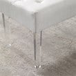 Linon Ella Clear Acrylic Leg Upholstered Tufted Bench in White/Silver Fabric