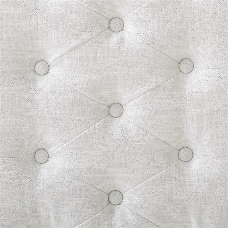 Linon Ella Clear Acrylic Leg Upholstered Tufted Bench in White/Silver Fabric